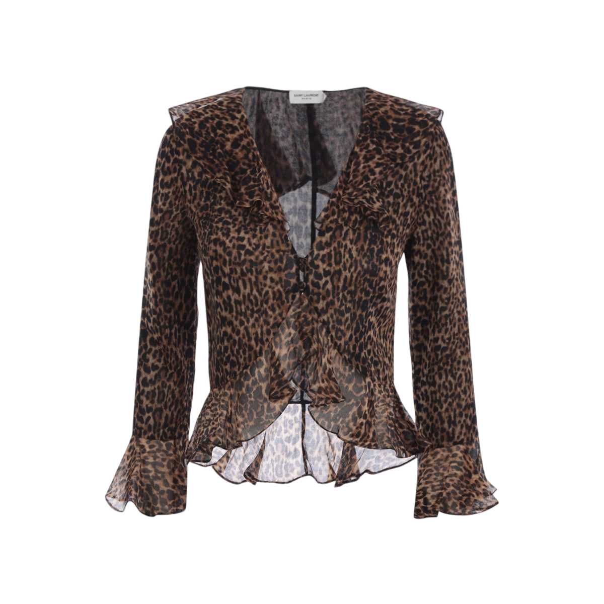 Leopard Print Wool Blouse-SAINT LAURENT-JOHN JULIA