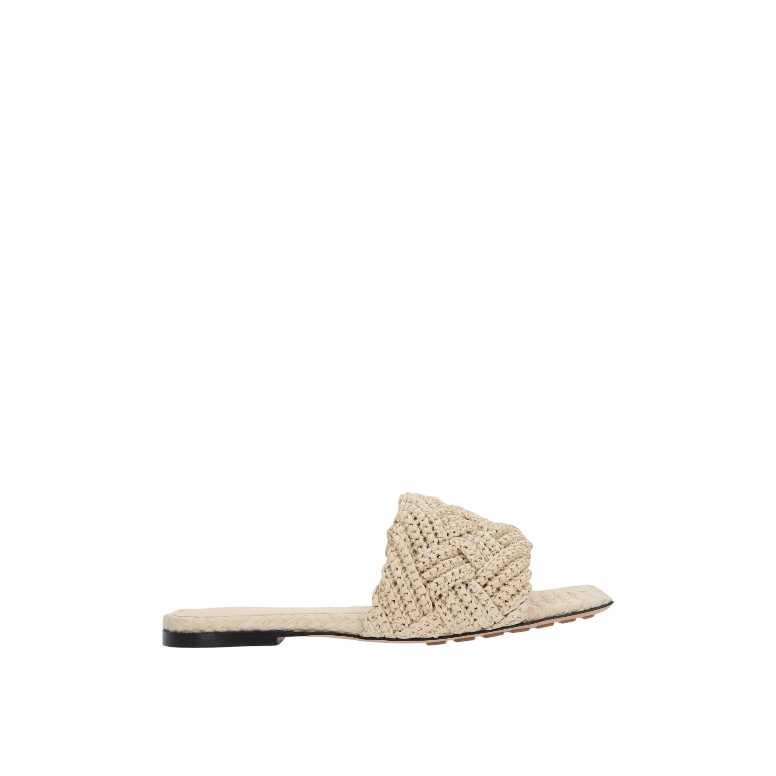 Lido Raffia Slide Sandals-BOTTEGA VENETA-JOHN JULIA