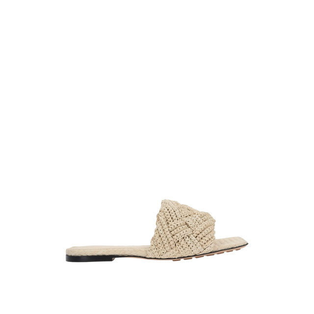 Lido Raffia Slide Sandals-BOTTEGA VENETA-JOHN JULIA