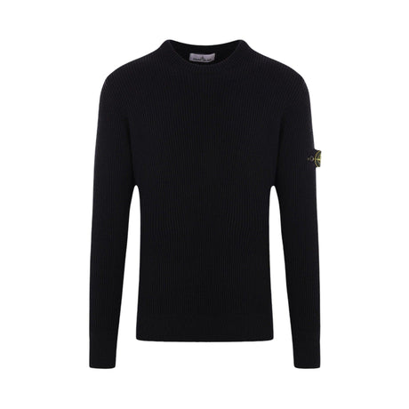 Logo Badge Ribbed Wool Sweater-STONE ISLAND-JOHN JULIA