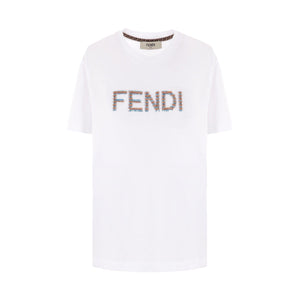 Logo Embroidered Cotton T-shirt-FENDI-JOHN JULIA