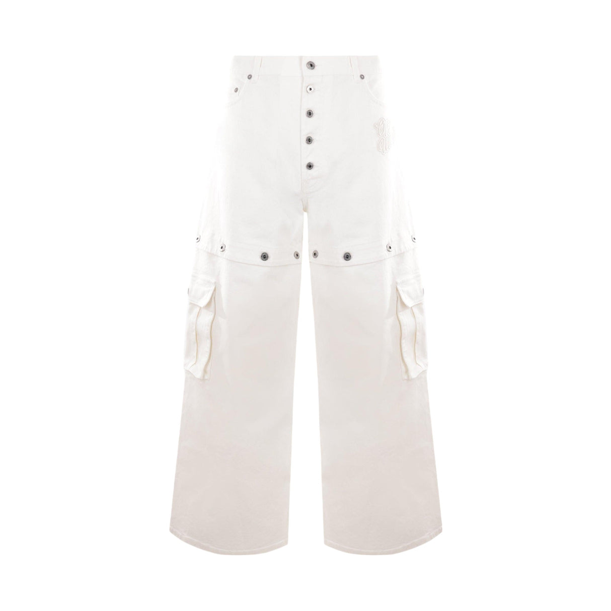 Logo Embroidered Denim Baggy-fit Jeans-OFF-WHITE-JOHN JULIA