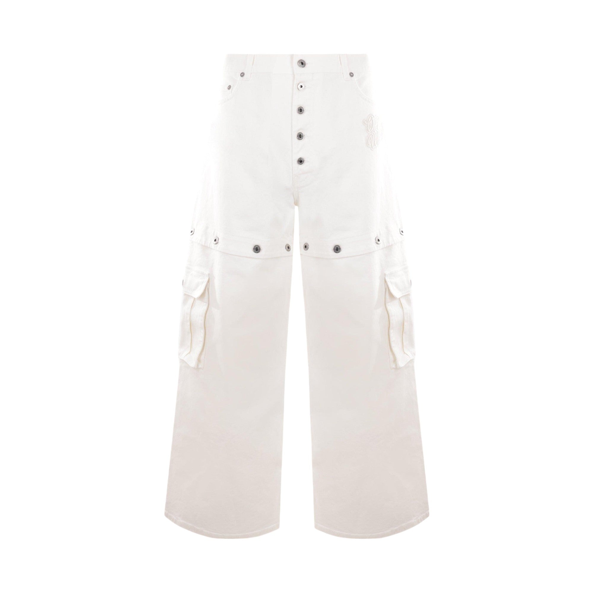 Logo Embroidered Denim Baggy-fit Jeans-OFF-WHITE-JOHN JULIA