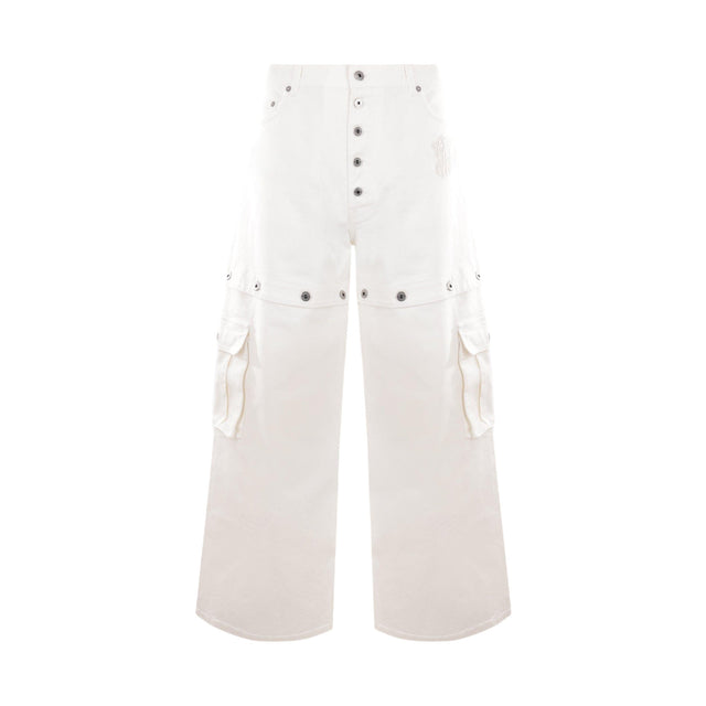 Logo Embroidered Denim Baggy-fit Jeans-OFF-WHITE-JOHN JULIA