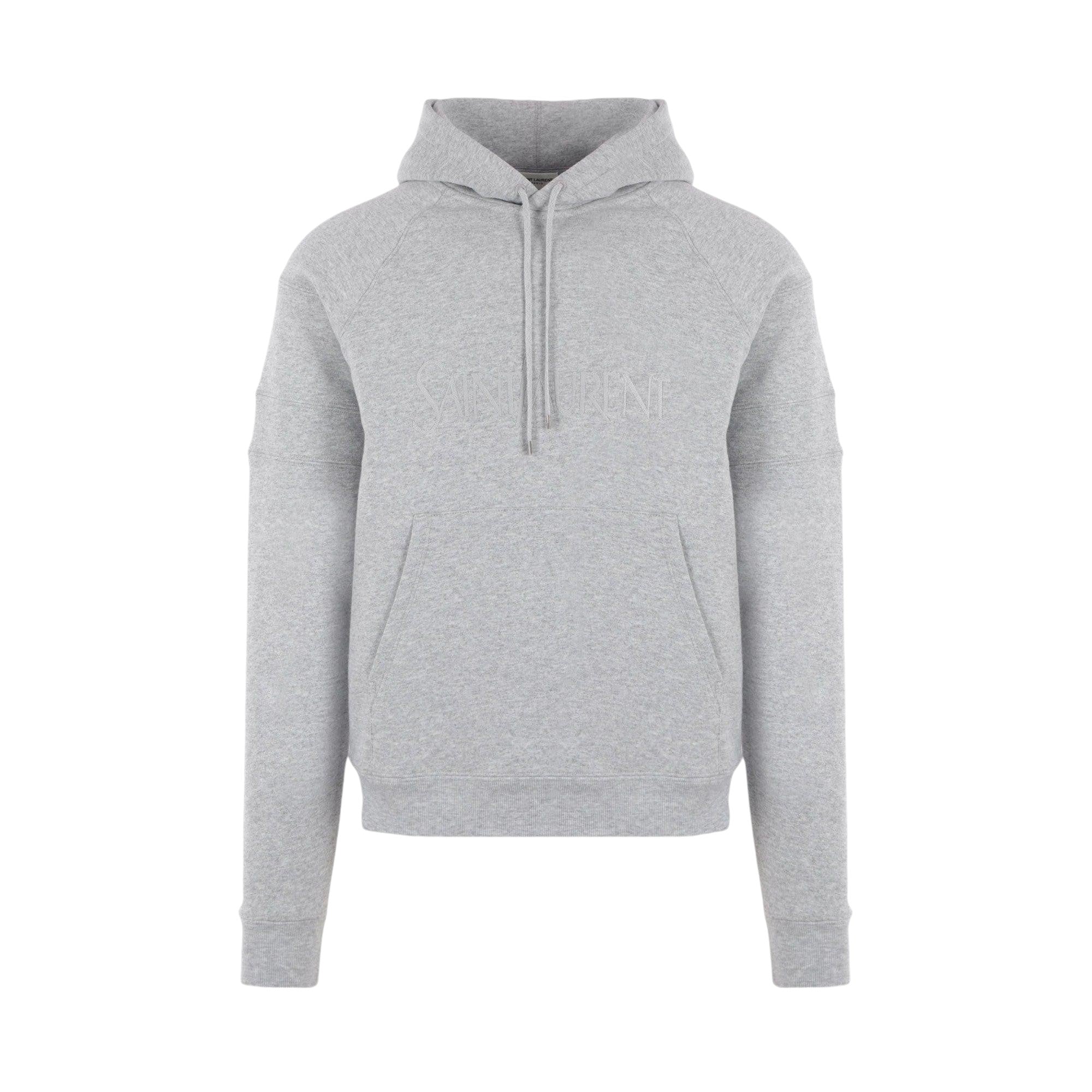 Logo Embroidered Fleece Hoodie-SAINT LAURENT-JOHN JULIA