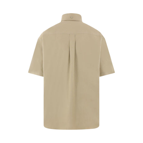 Logo Embroidered Oxford Short-sleeved Shirt-BURBERRY-JOHN JULIA