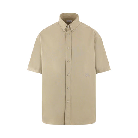 Logo Embroidered Oxford Short-sleeved Shirt-BURBERRY-JOHN JULIA