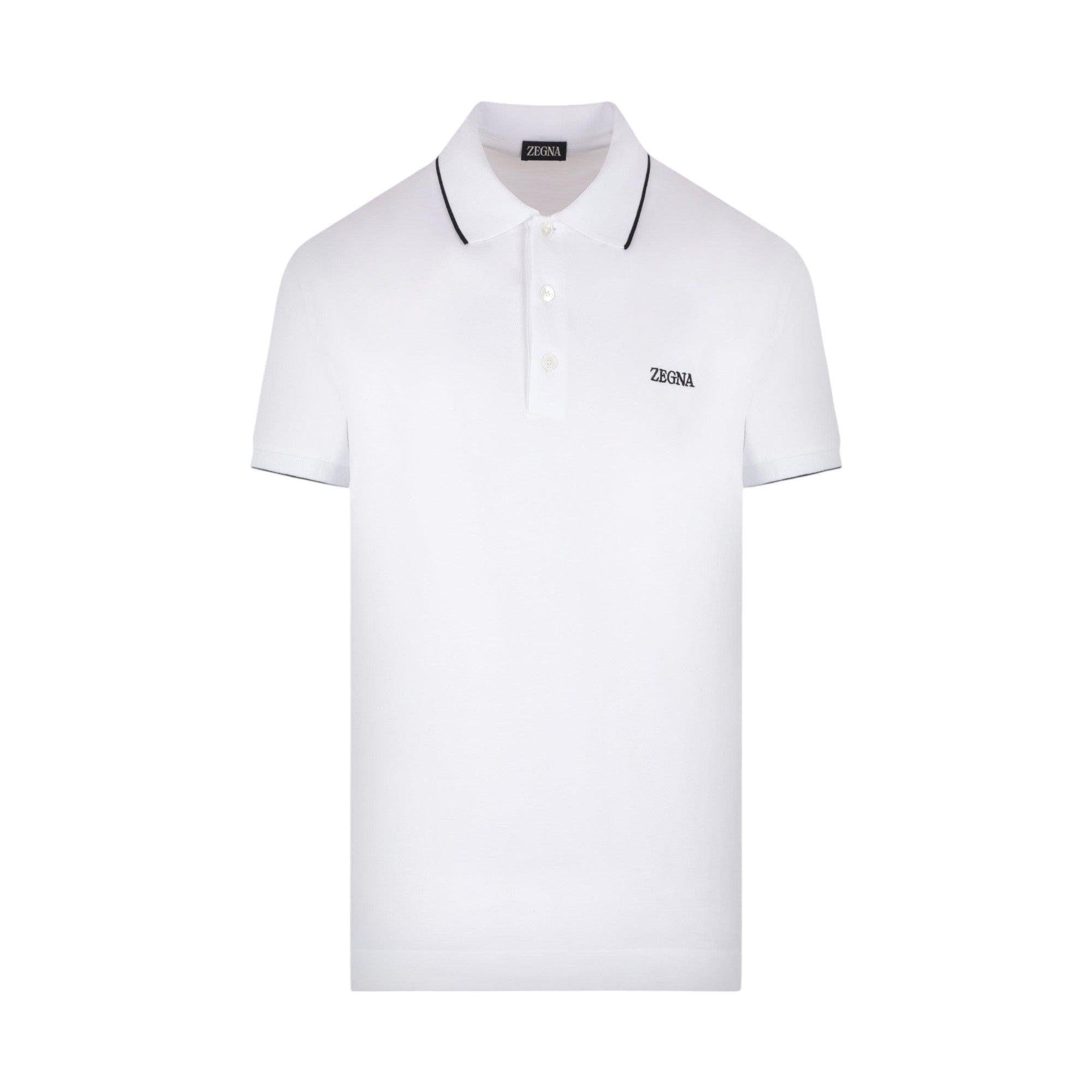 Logo Embroidered Piquet Polo Shirt-ZEGNA-JOHN JULIA