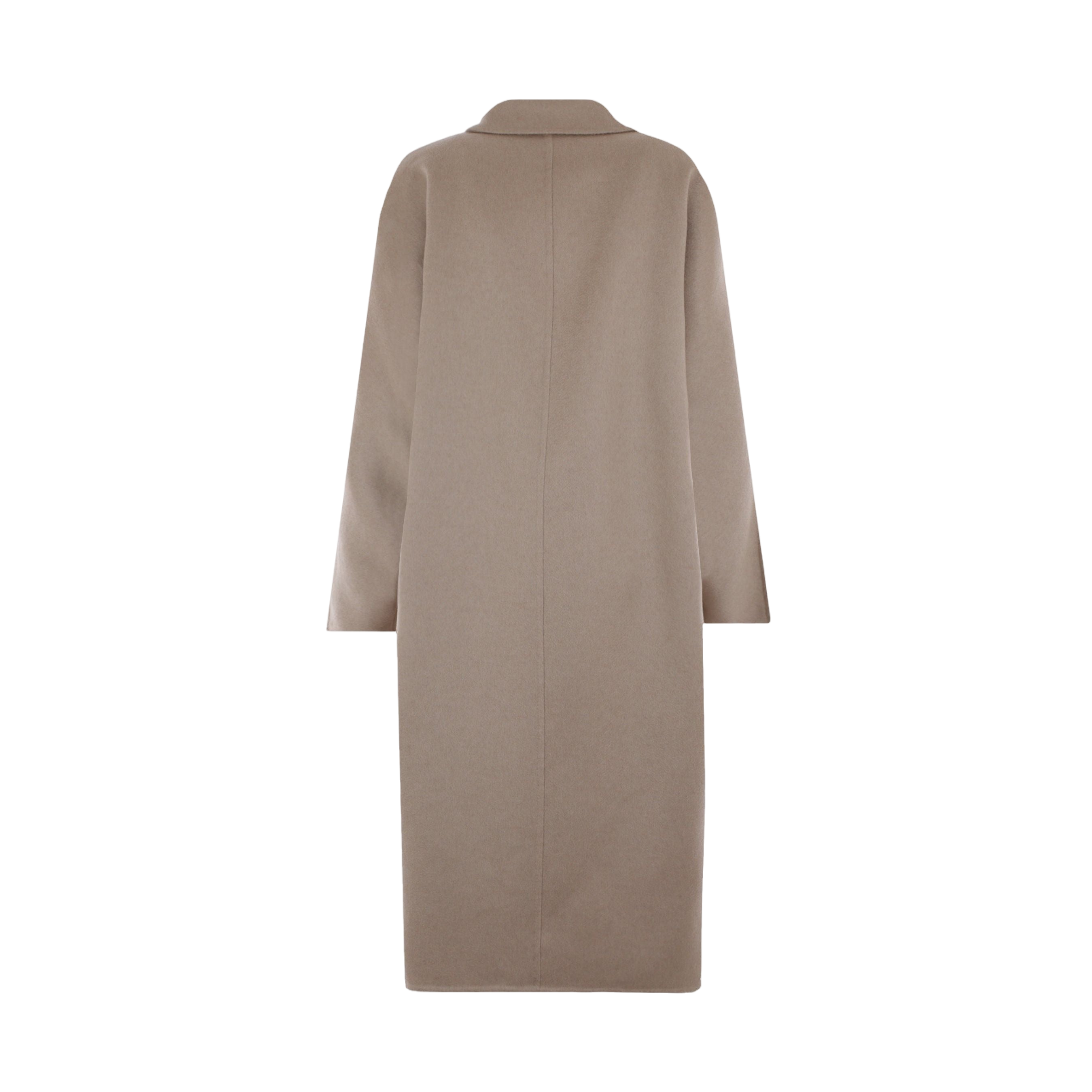 Logo Embroidered Single-breasted Cashmere Coat-PRADA-JOHN JULIA