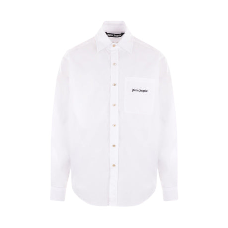 Logo Embroidery Poplin Shirt-PALM ANGELS-JOHN JULIA