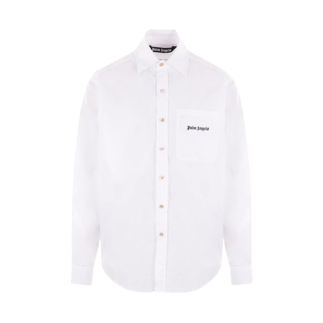 Logo Embroidery Poplin Shirt-PALM ANGELS-JOHN JULIA