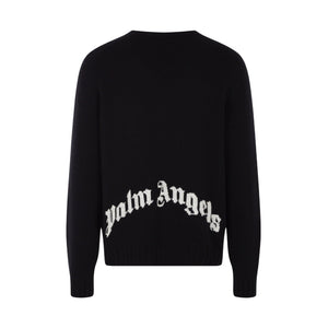 Logo Intarsia Wool Blend Sweater-PALM ANGELS-JOHN JULIA