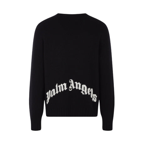 Logo Intarsia Wool Blend Sweater-PALM ANGELS-JOHN JULIA