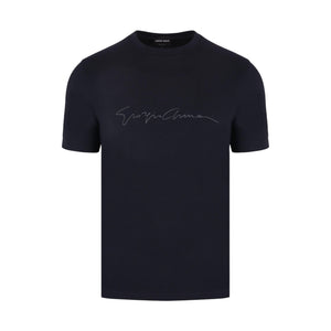 Logo Printed Stretch Viscose T-shirt-GIORGIO ARMANI-JOHN JULIA