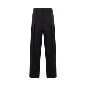 Loose-fit Compact Cotton Trousers-LOEWE-JOHN JULIA