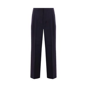 Loose-fit Wool Gabardine Trousers-AMI PARIS-JOHN JULIA