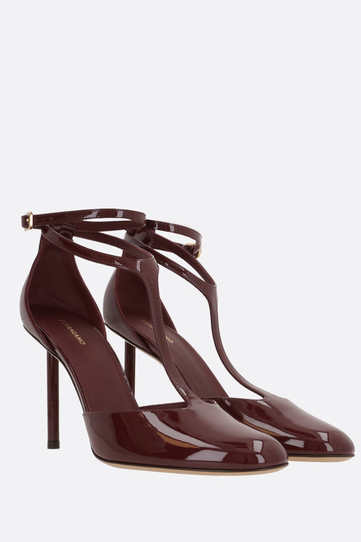 Lysandra Patent Leather T-Strap Pumps-FERRAGAMO-JOHN JULIA