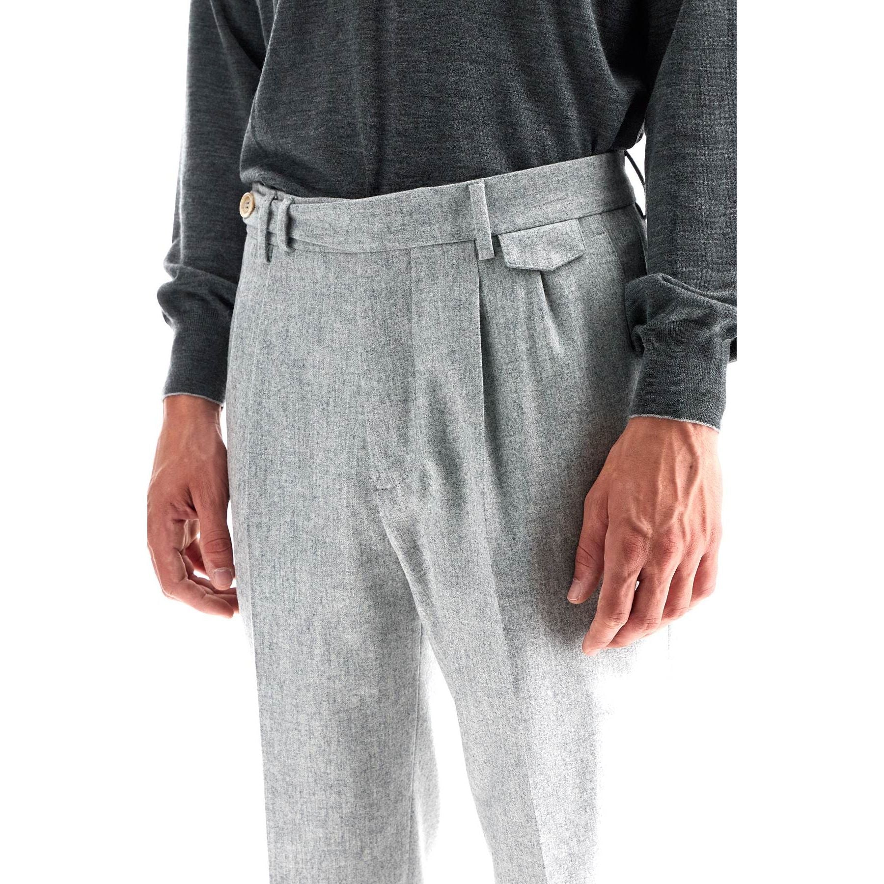 Pleated Flannel Leisure Fit Pants