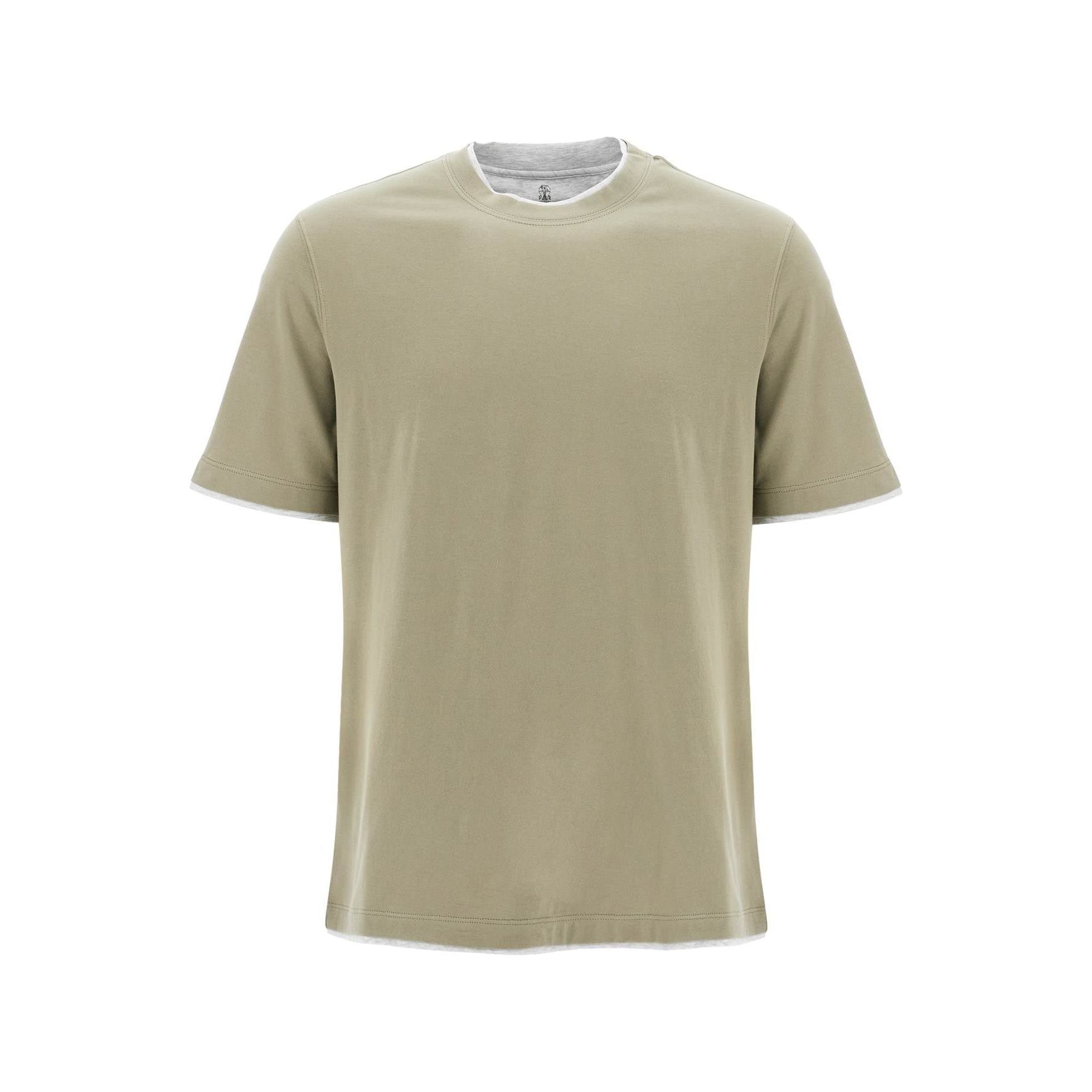 Cotton Jersey Layered Effect Crewneck T-Shirt
