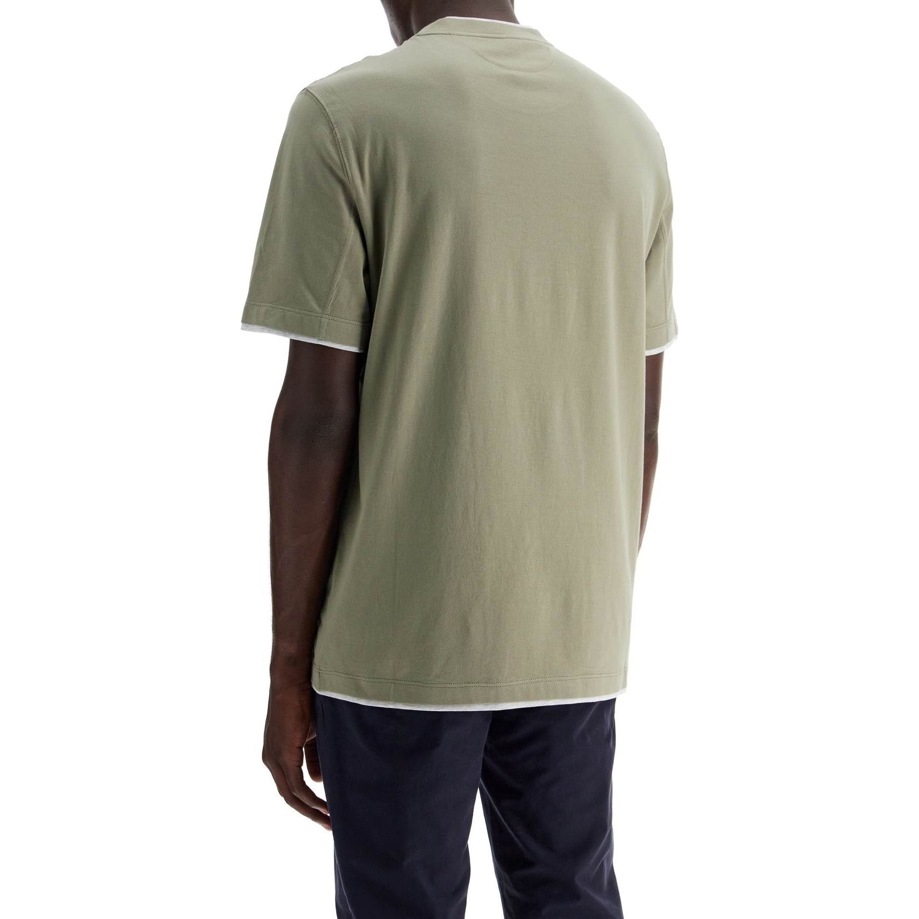 Cotton Jersey Layered Effect Crewneck T-Shirt