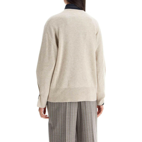 Ribbed Cashmere Monili Cuff Sweater.