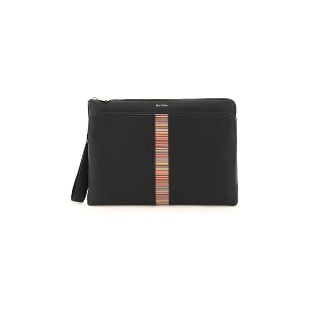 Signture Stripe Leather Pouch