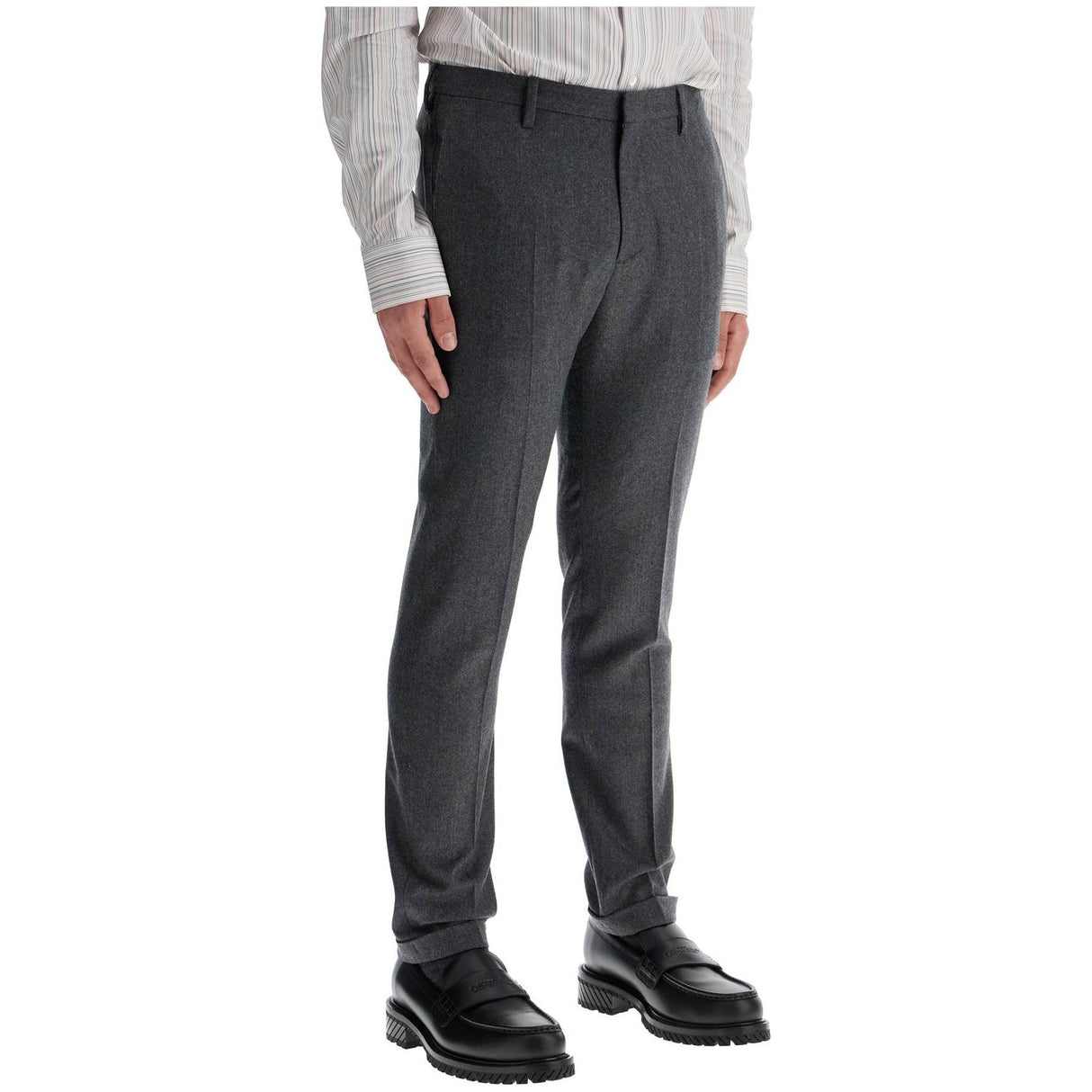 Slim Fit Flannel Trousers In Eight