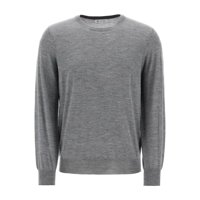 Fine Wool Cashmere Crewneck Sweater.