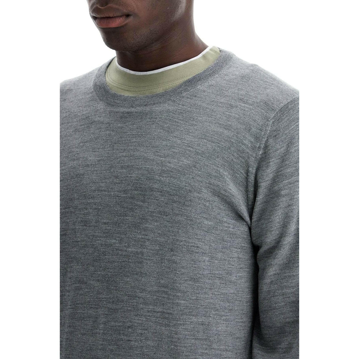 Fine Wool Cashmere Crewneck Sweater.