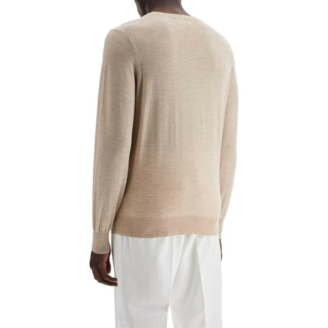 Fine Wool Cashmere Crewneck Sweater.