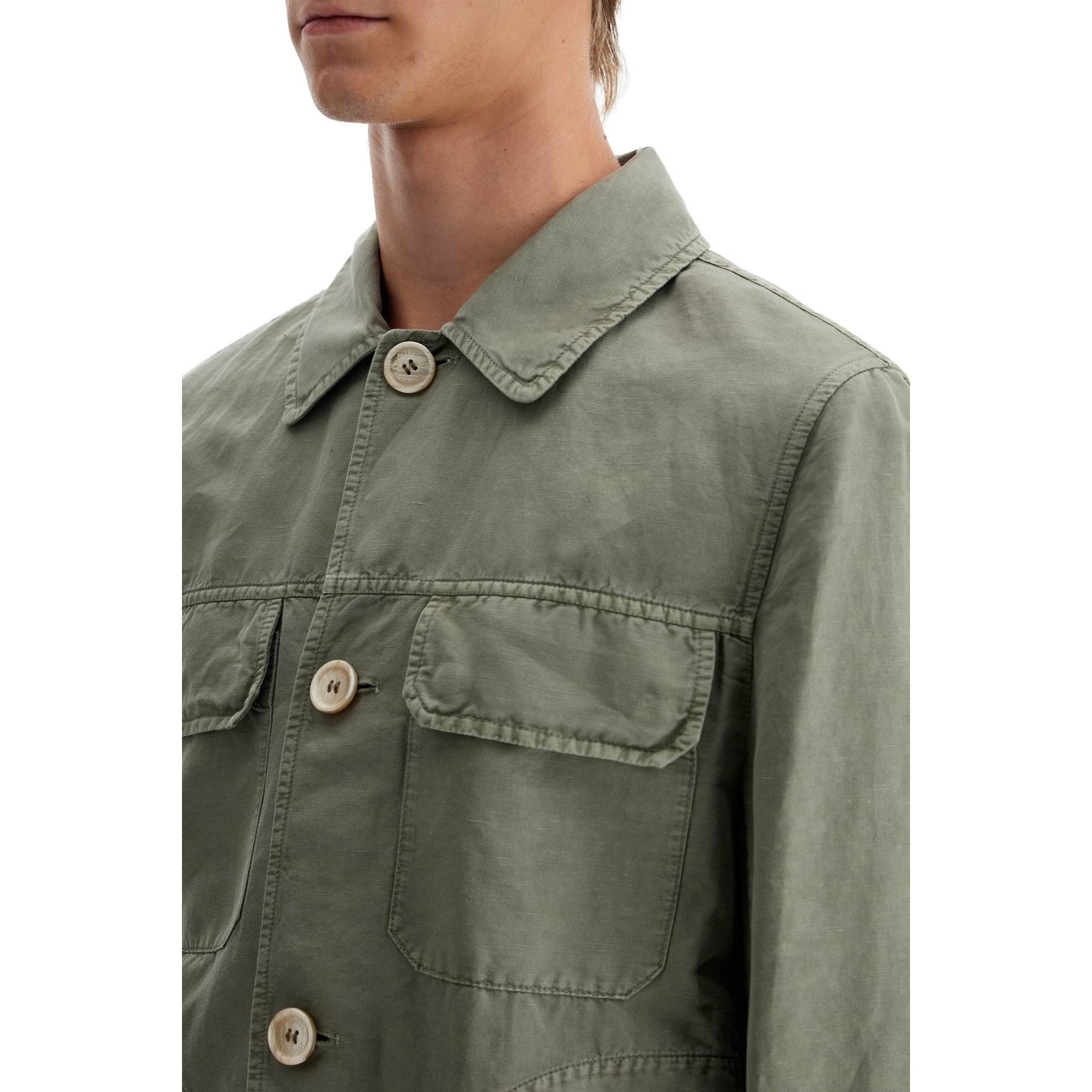 Linen And Cotton Gabardine Overshirt