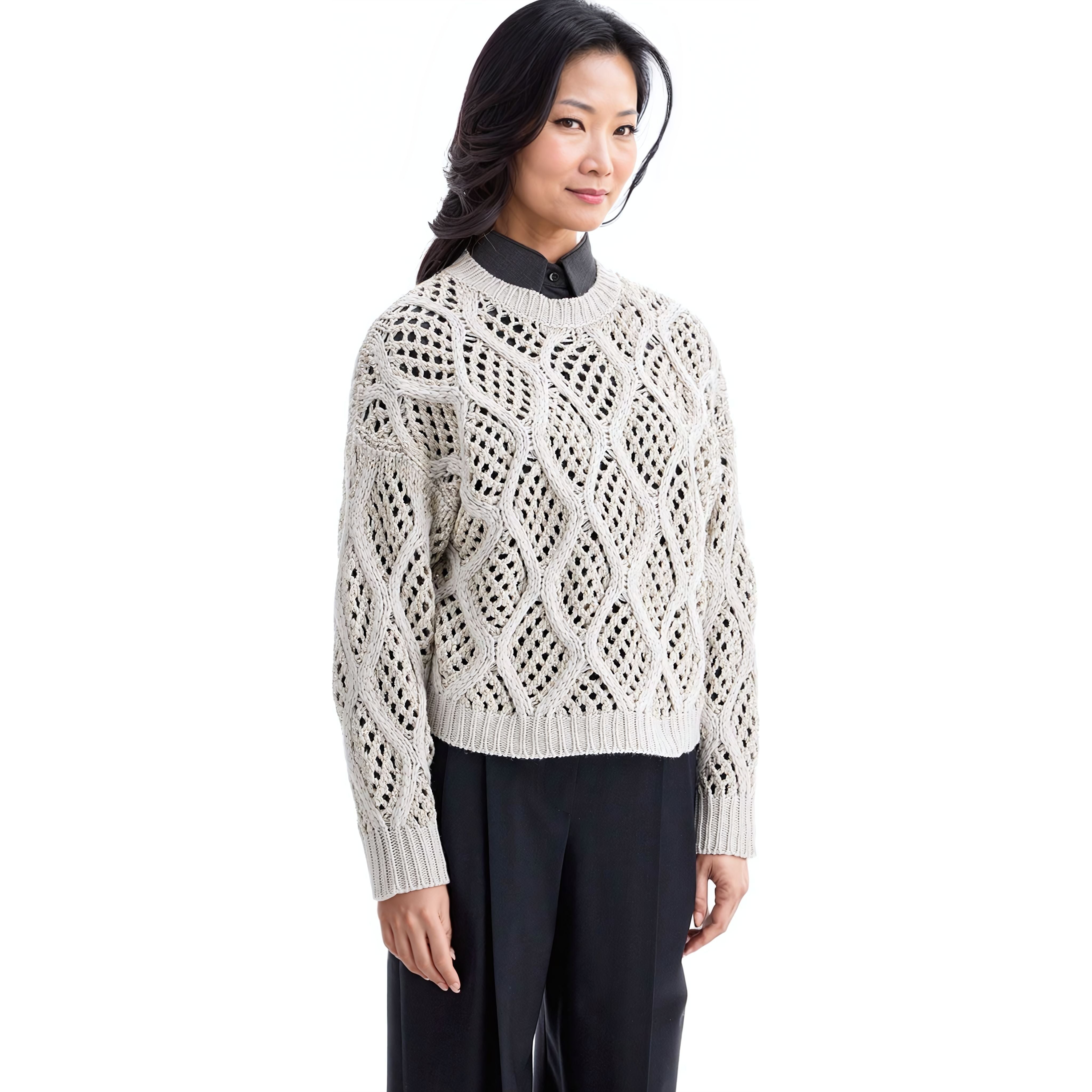 Cashmere Dazzling Net Cable sweater