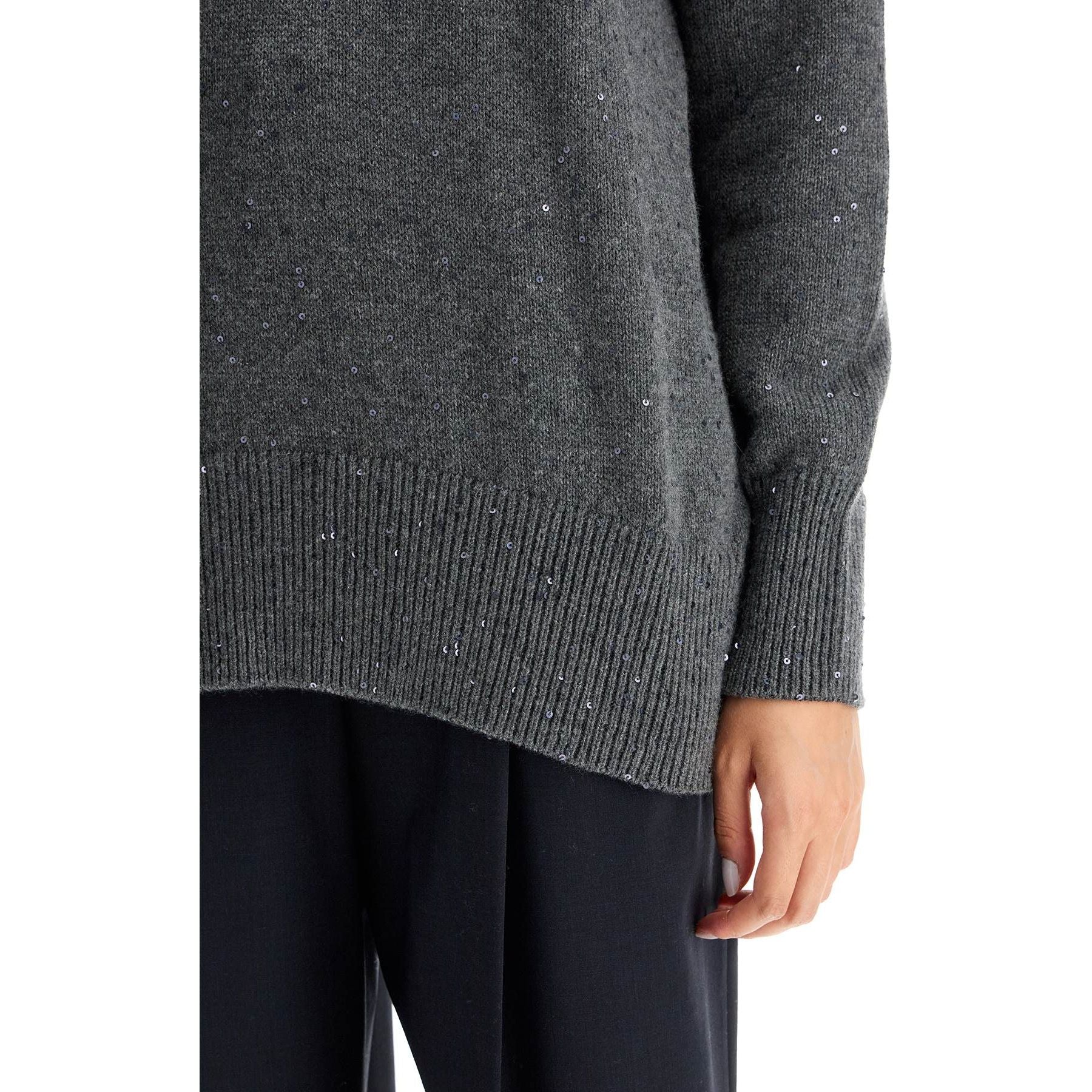 Cashmere and Silk Turtleneck Sequins Sweater