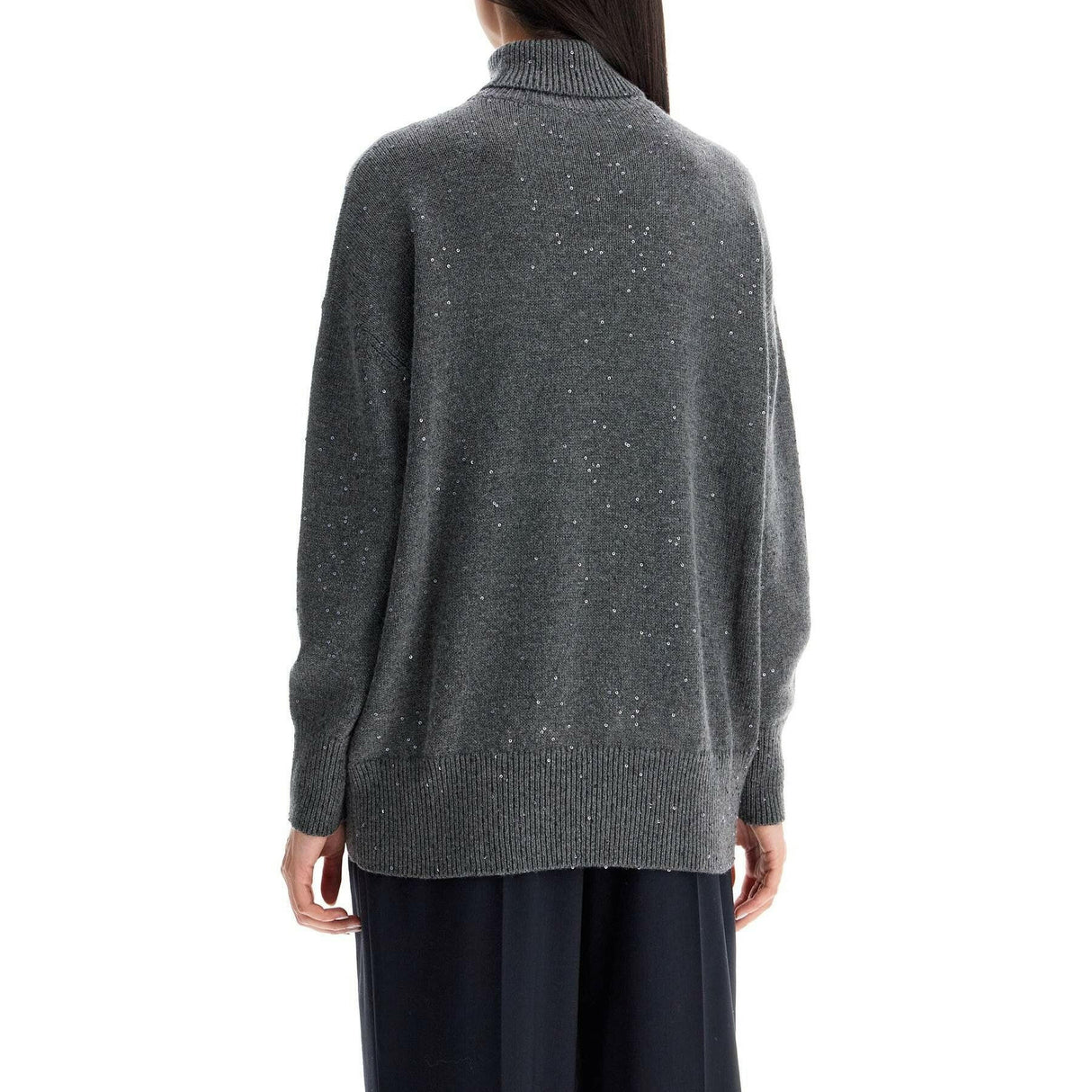 Cashmere and Silk Turtleneck Sequins Sweater.