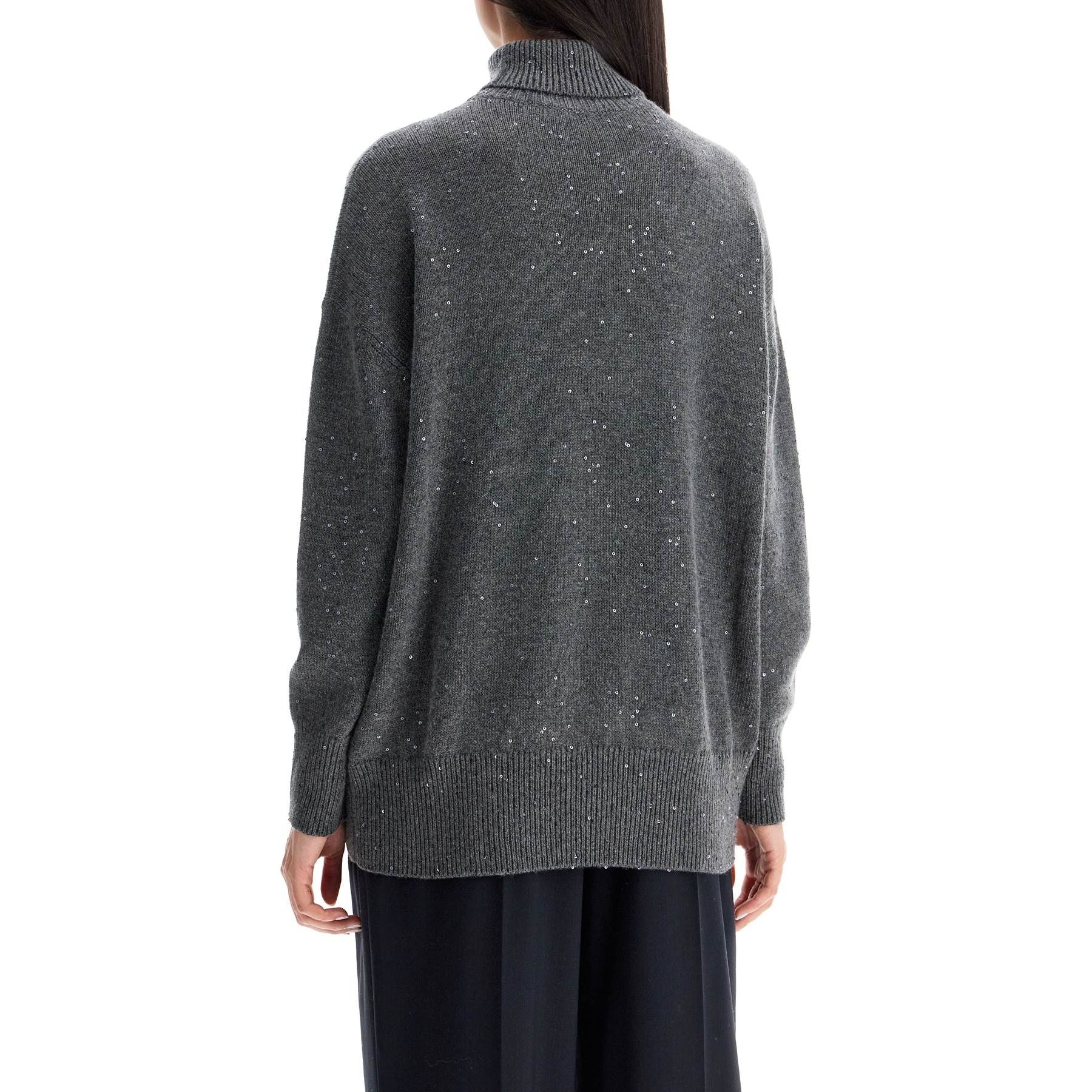 Cashmere and Silk Turtleneck Sequins Sweater