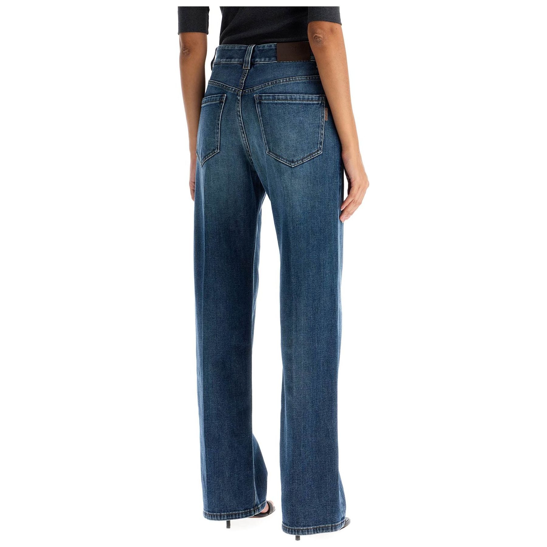 Loose Shiny Tab Jeans With