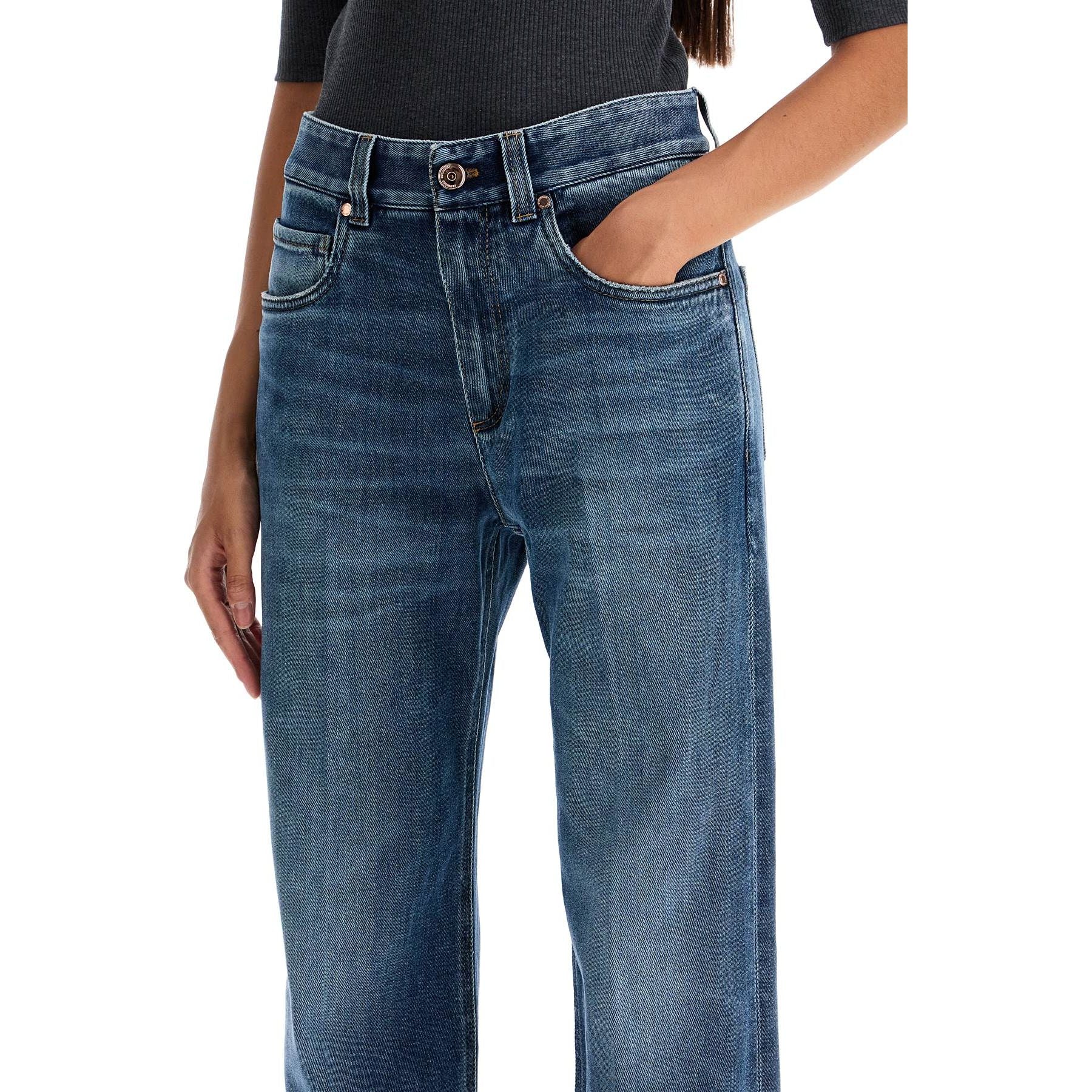 Loose Shiny Tab Jeans With