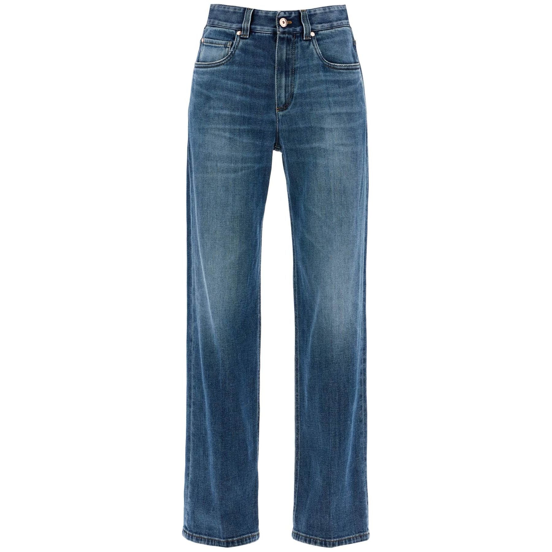 Loose Shiny Tab Jeans With