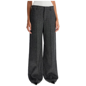 Stretch Wool Herringbone Trousers