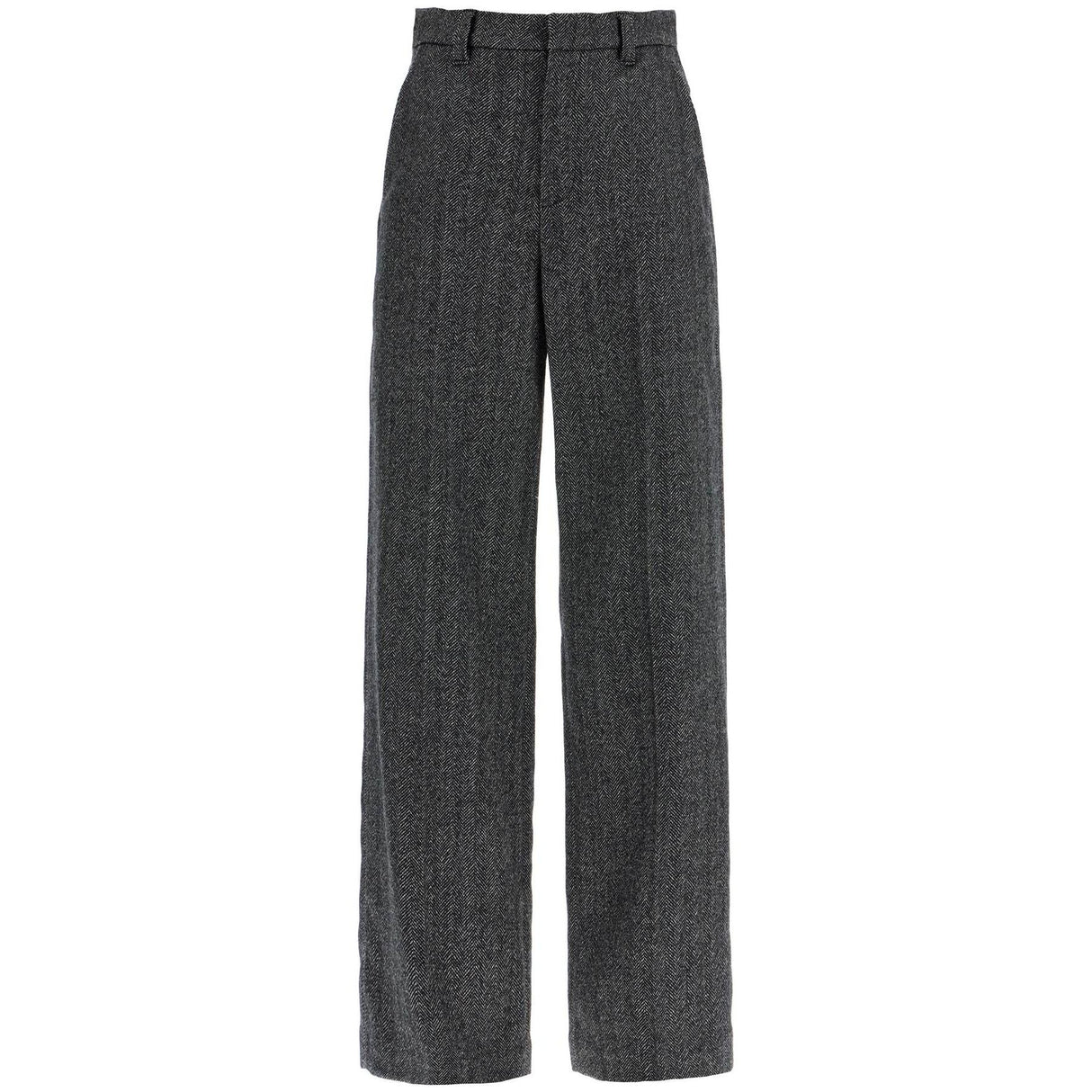 Stretch Wool Herringbone Trousers