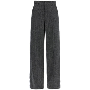 Stretch Wool Herringbone Trousers