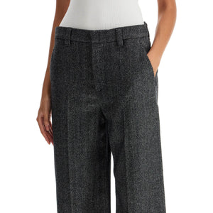 Stretch Wool Herringbone Trousers