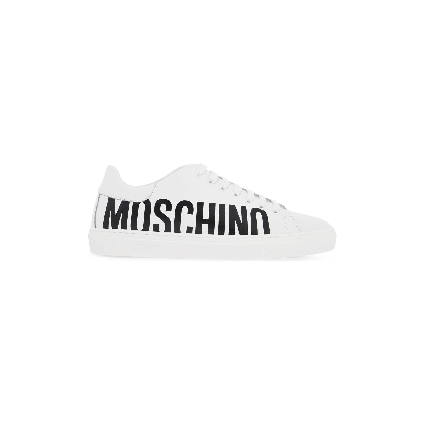 MOSCHINO-Leather Sneakers With Logo Print -JOHN JULIA.