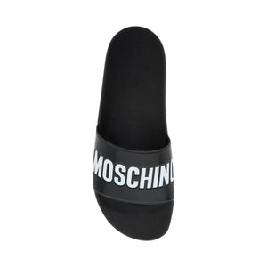 MOSCHINO-Rubber Slides With Logo Branding -JOHN JULIA.