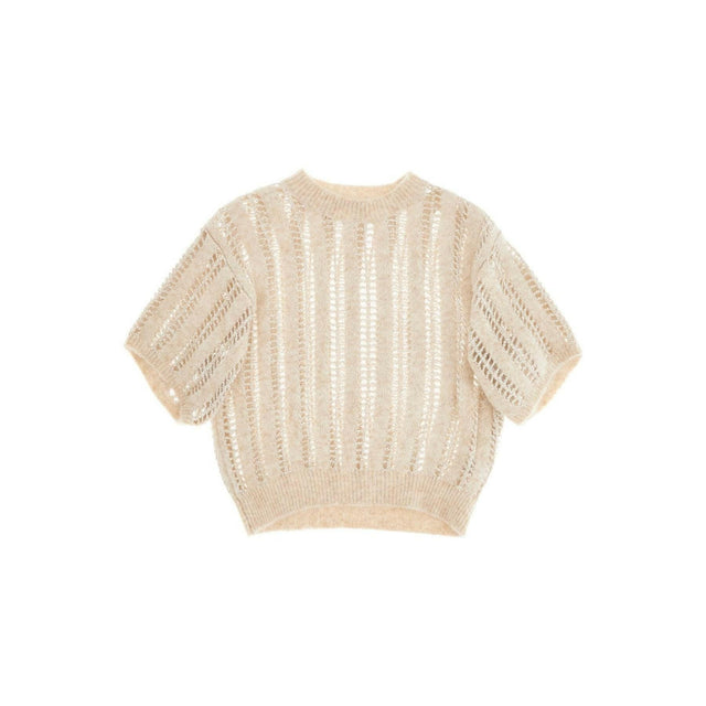 Wool and Mohair Short Sleeve Dazzling Net Sweater.