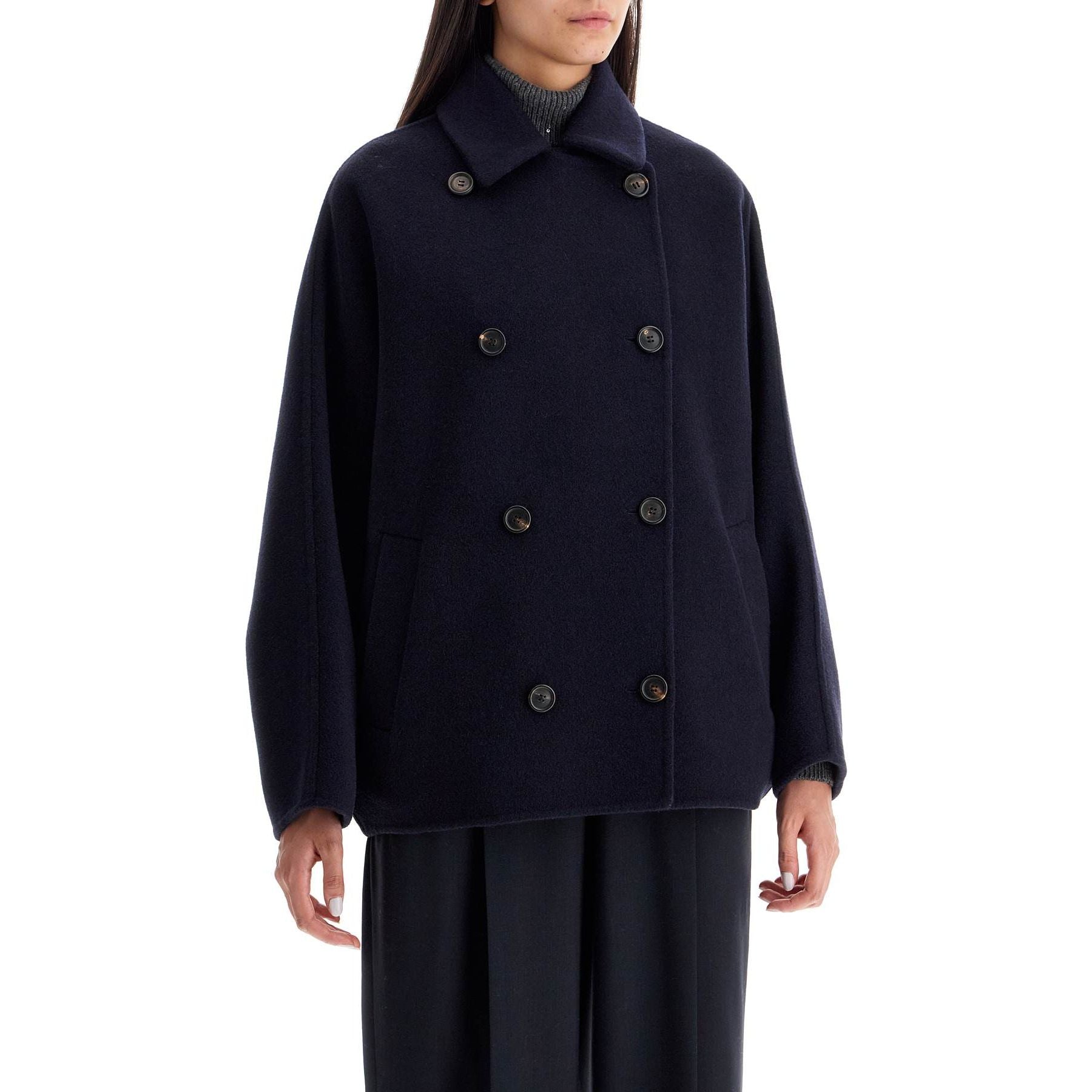 Cropped Wool and Cashmere Caban Coat