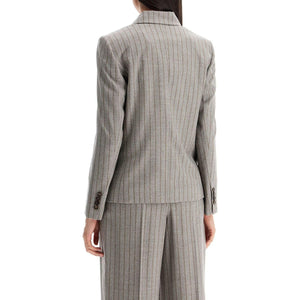 Virgin Wool Mouliné Chalk Stripe Blazer.