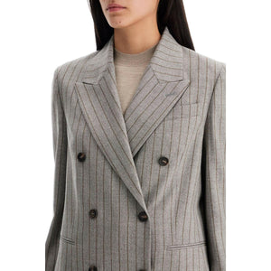 Virgin Wool Mouliné Chalk Stripe Blazer.