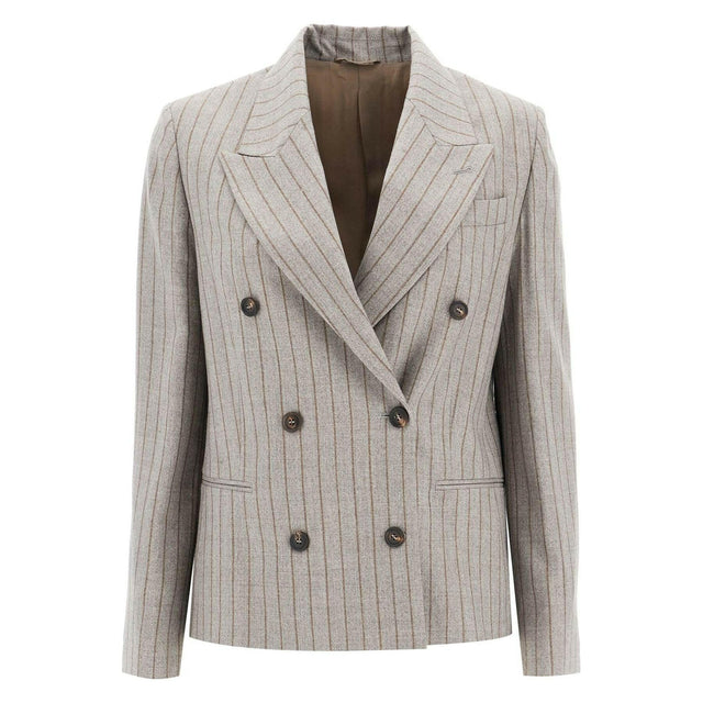 Virgin Wool Mouliné Chalk Stripe Blazer.