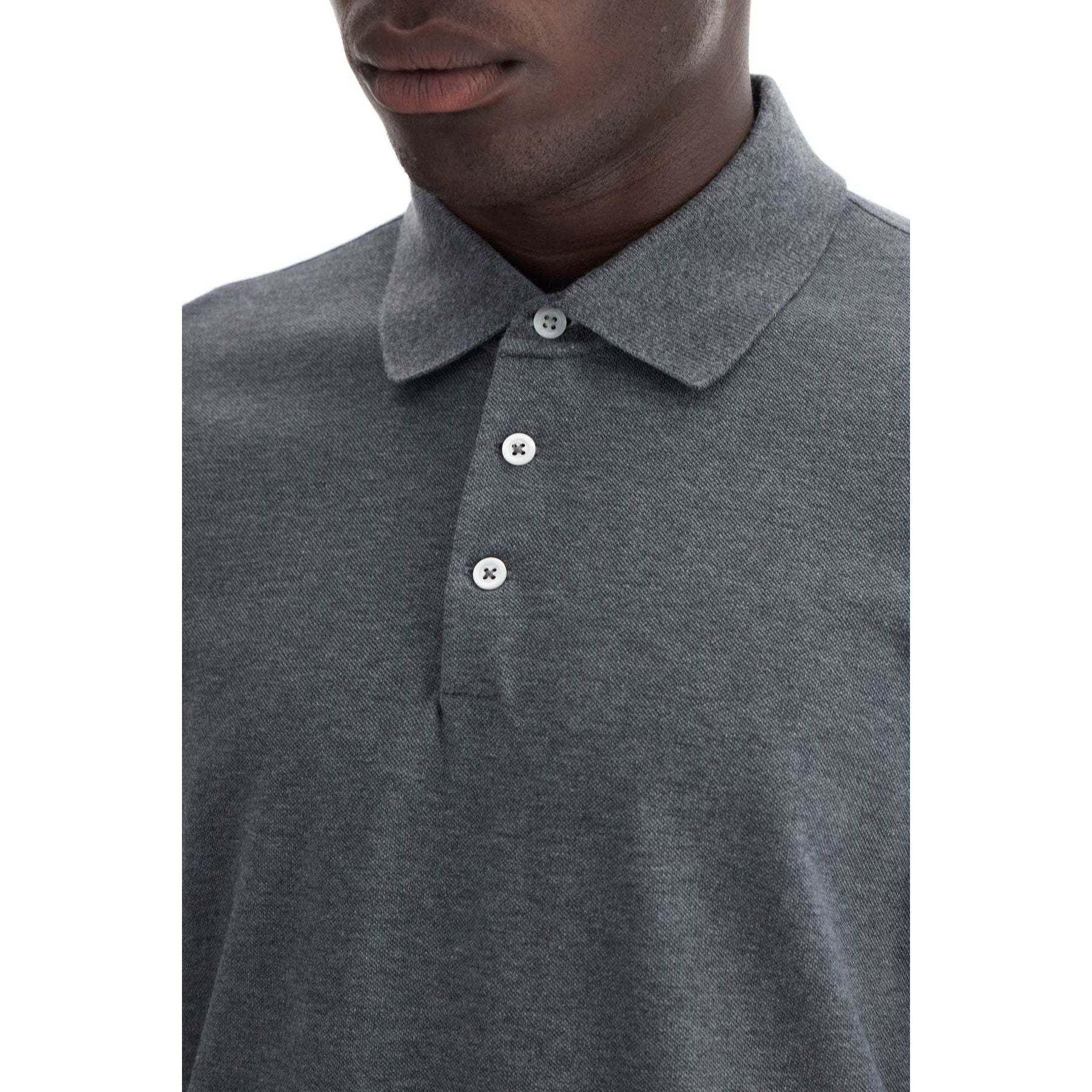 Long Sleeved Cotton Polo Shirt